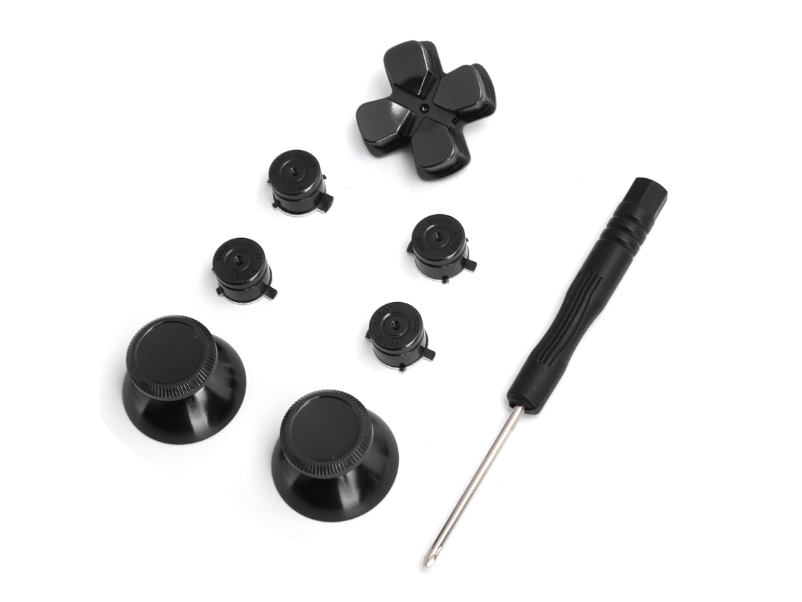 Botones y joystick de aleación de aluminio para PS4 (negro)