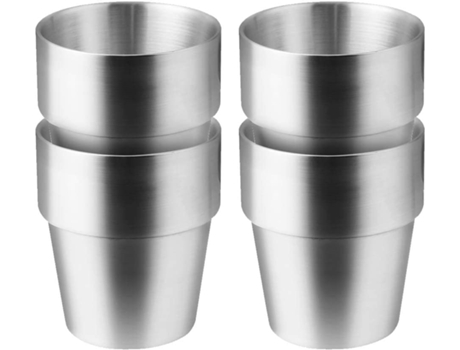 4 piezas Taza de acero inoxidable Taza de café Taza de té Taza de leche para acampar al aire libre Taza de acero inoxidable para jugo Cerveza Taza ...