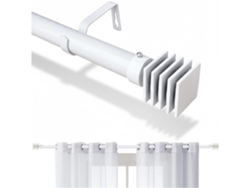 Barra De Cortina Extensibles 160-300cm, Diámetro 28mm, Pomos Cortinero Con 16 Ojales, 3 Soportes Tacos Y Tornillos. (blanco)