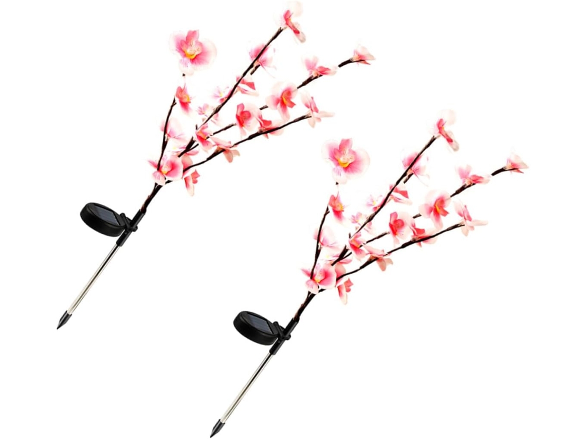 Juego De 2 Luces Solares Para Orquídeas Para Césped Y Jardín, Iluminación Paisajística Con Estacas, Plástico.