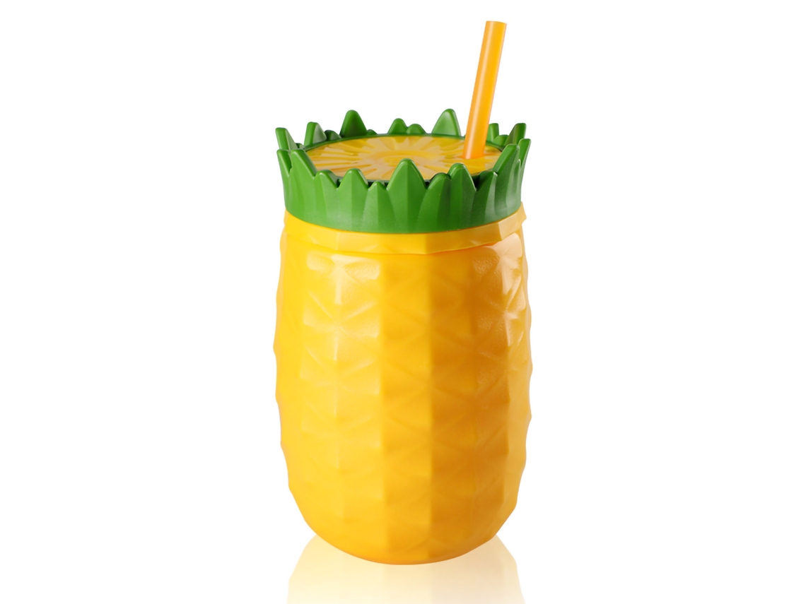 Taza De Plástico Con Pajita, Con Forma De Fruta, De Dos Capas, Aislante Del Frío, A Prueba De Fugas, De 300 A 500 Ml, Ideal Para El Verano.
