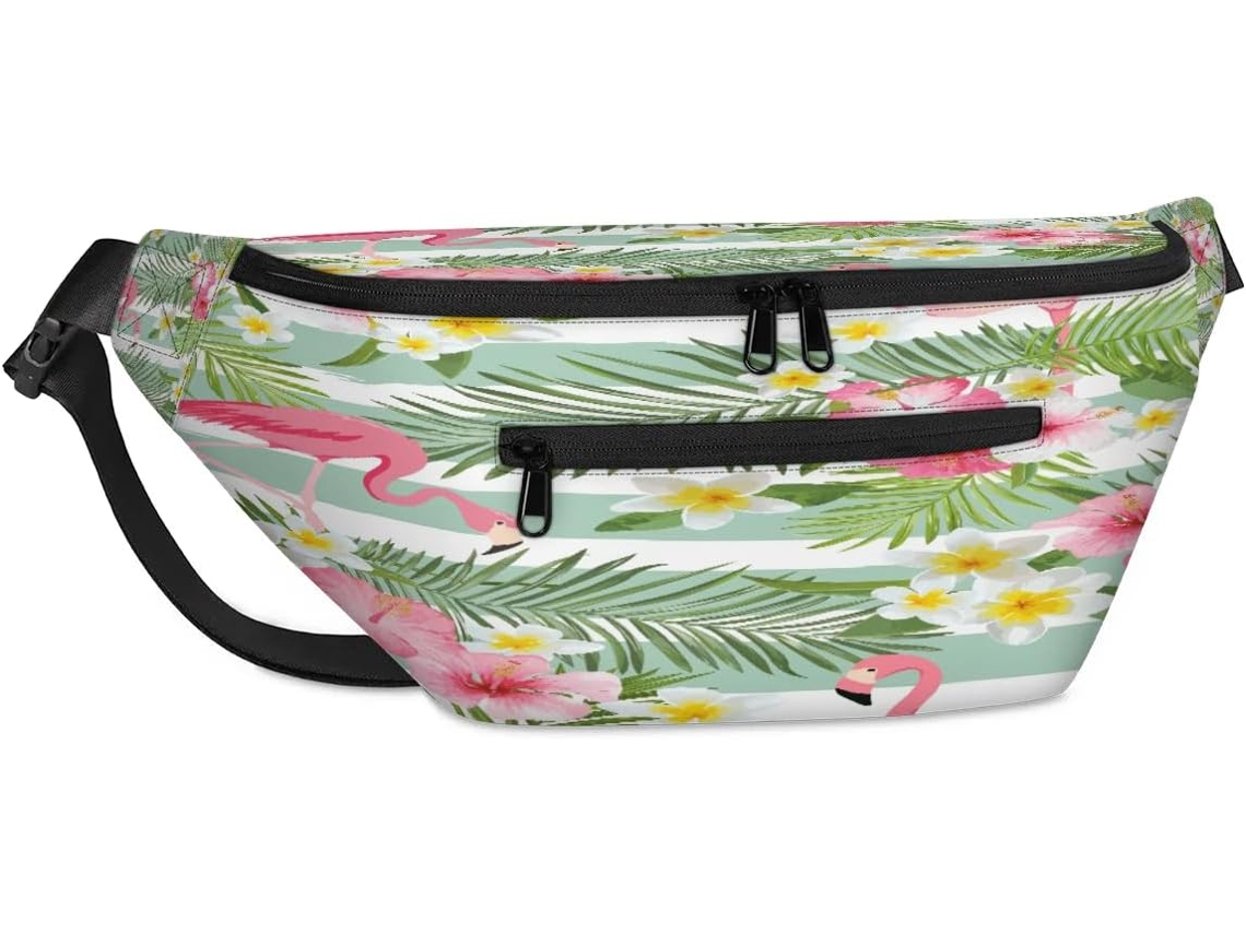 Bolso Hombro Unisex Estampado Flores Tropicales Flamencos Para Hombre Mujer Gran Capacidad Estilo Casual Bo