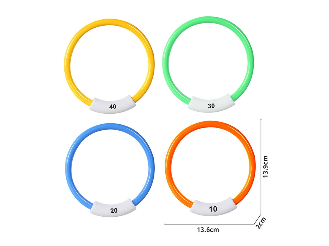Aros De Buceo Coloridos Para Entrenamiento Subacuático, Aptos Para Niños En Verano (4 Unidades).