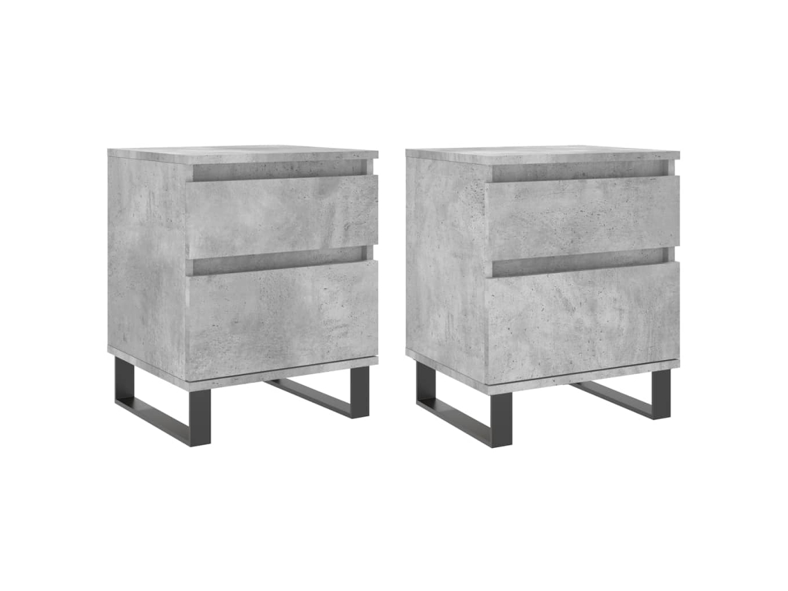 Maison Exclusive - Mesitas Noche 2 Uds Madera Ingeniería Gris Hormigón 40x35x50 Cm