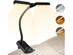 Lámpara de lectura LED, carga USB, 3 colores, 8 niveles de brillo ajustables MDUG (negra)