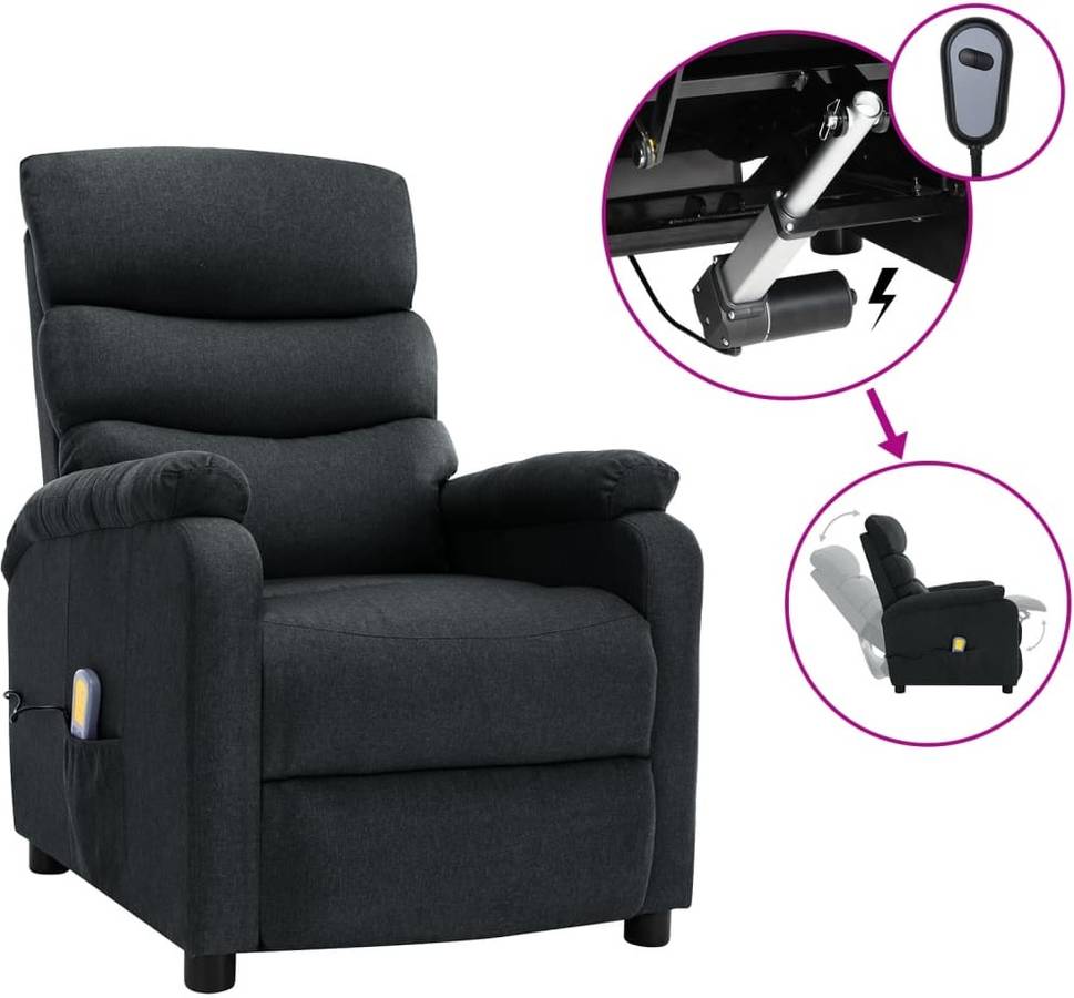 Vidaxl De Masaje y reclinable ajustable asiento oficina mueble elevable tela gris oscuro 72x96x98cm