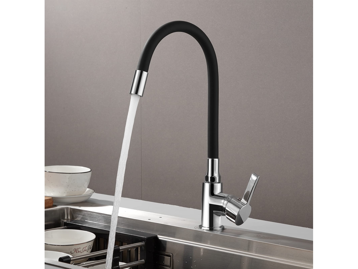 Grifo De Cocina Flexible Giratorio De 360°, Negro