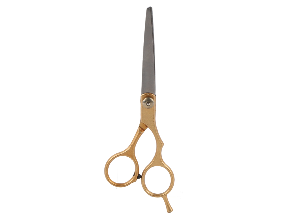 Tijeras profesionales para cortar el cabello 2026, ideales para barberías y salones de belleza, con hojas doradas y dientes planos.