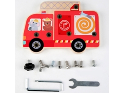 Juguete Educativo: Camión De Bomberos Con Letrero De Actividad Y Juego De Tornillos Para Niños.
