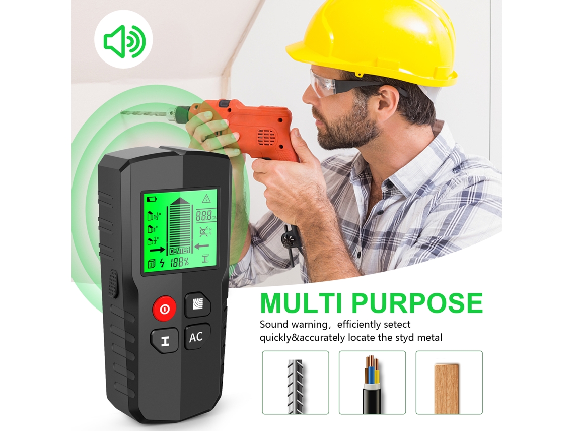 Detector Digital De Pilares De Pared 5 En 1 Con Pantalla Lcd, Escaneo De Metales Y Escáner De Cables De Ca Para Madera Y Metal.