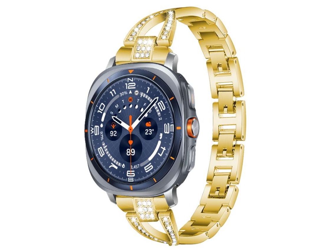 Pulsera ultra metálica con diamantes en forma de X para Samsung Galaxy Watch CSYY (47 mm)