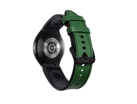 Correa de reloj inteligente para Samsung Galaxy Watch5 Pro 45 mm/5 44 mm/5 40 mm Silicona + Correa de cuero con hebilla negra (verde)