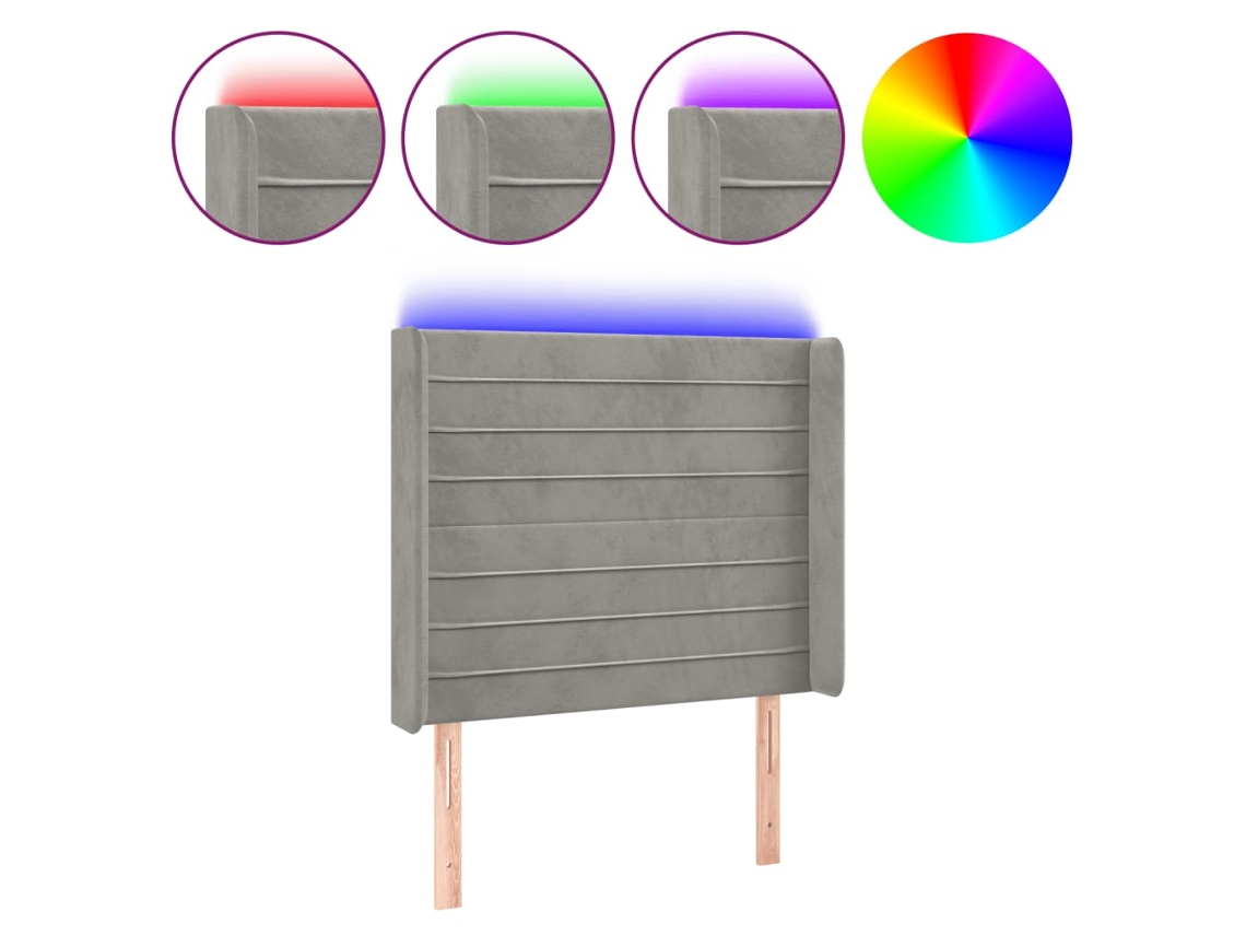 Maison Exclusive - Cabecero Con Led De Terciopelo Gris Claro 93x16x118/128 Cm