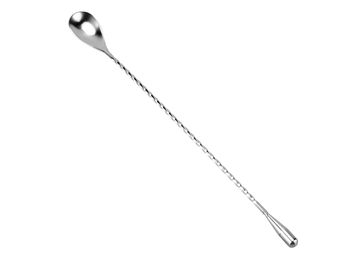 Cuchara Mezcladora De Cócteles De Acero Inoxidable Con Mango Largo Retorcido Para Uso En Bares.