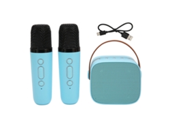 Máquina De Karaoke Portátil Bluetooth Con 2 Micrófonos Inalámbricos Y Altavoz Estéreo Para Fiestas - Azul