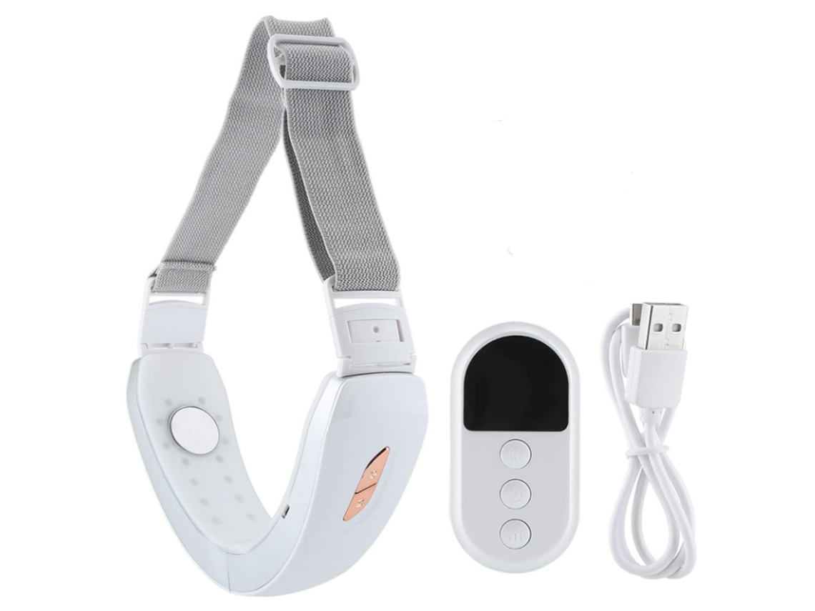 Masajeador Facial Eléctrico Recargable Para Adelgazar Con Vibración Ems, Fototerapia, Reafirmante Y Lifting Facial Para Papada Fina (blanco)
