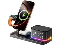 Estación De Carga 5 En 1, Altavoz Bluetooth, Despertador Y Luz Nocturna, Soporte Para Smartphone.