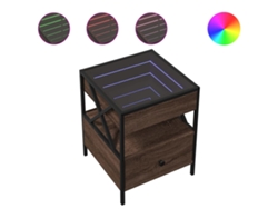 Maison Exclusive - Mesita De Noche Con Infinity Led Marrón Roble 40x40x51 Cm