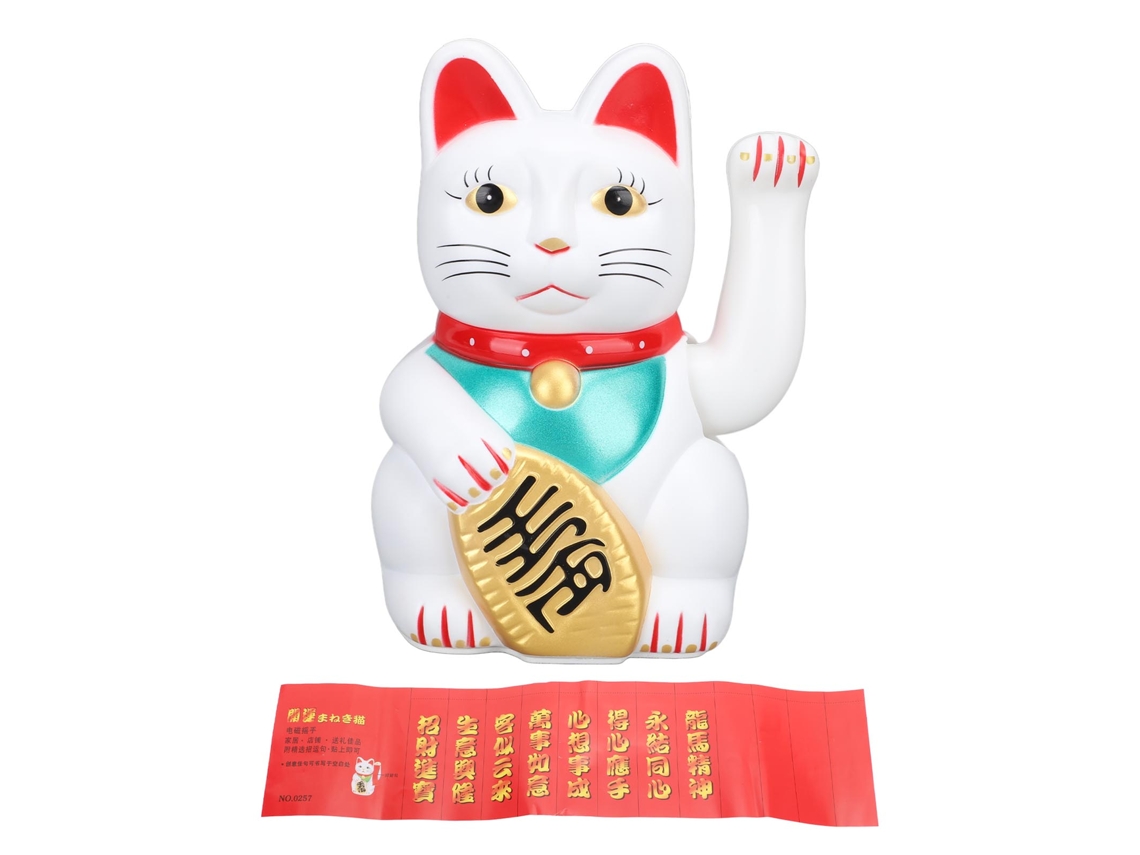2026 Store-gato De La Fortuna Con Brazo Moviéndose 7 Pulgadas Plástico Operado Por Baterías Adorno Para Hogar Hotel Oficina Regalo De Inauguración Blanco