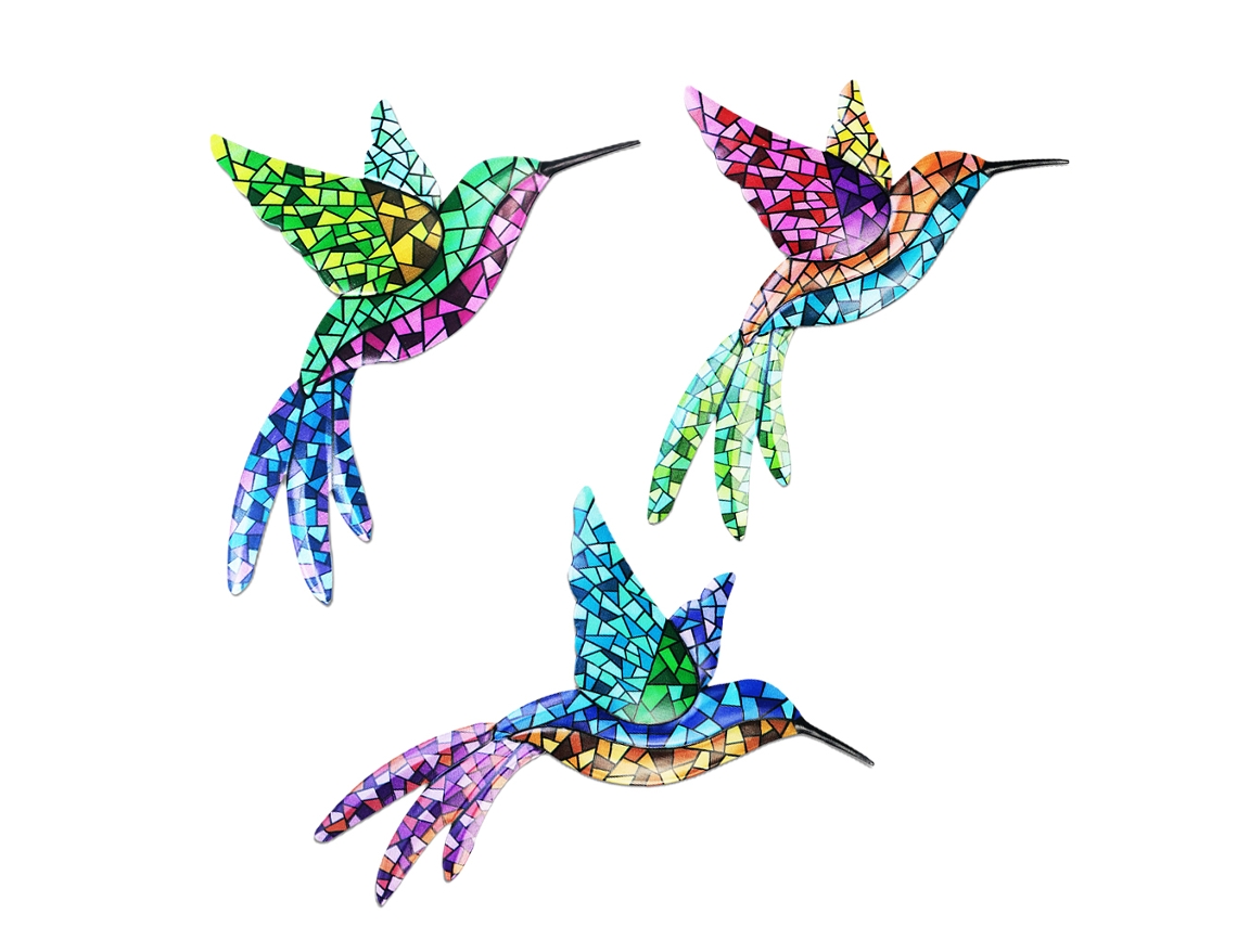 3 Esculturas De Metal Con Forma De Colibrí Para Pared, Decoración De Aves Para Interiores Y Exteriores, Jardín O Hogar.