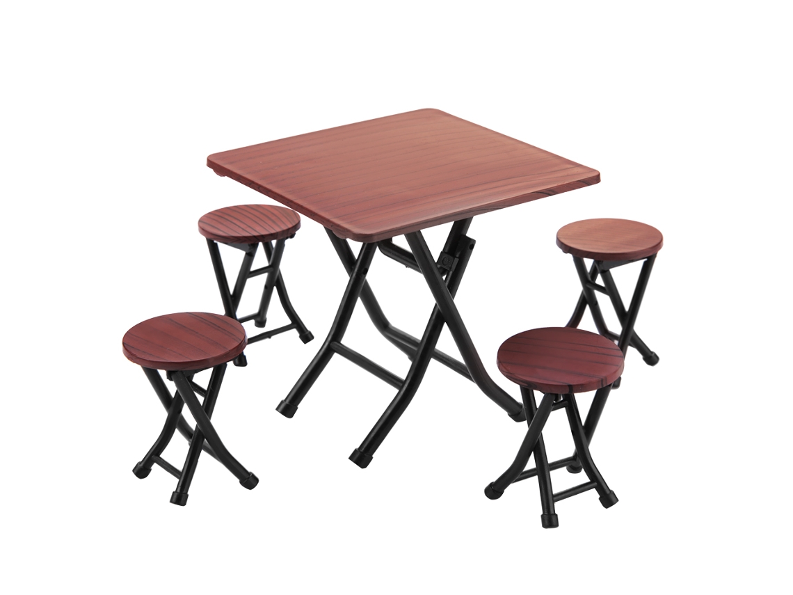 Conjunto De Mesa E Cadeiras Plegáveis De Miniatura Para Casa De Bonecas Em Escala 1:12