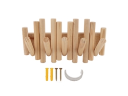 Perchero De Madera Para Abrigos Y Sombreros, De Pared, 5 Ganchos, Multifuncional, Para Entrada O Dormitorio.
