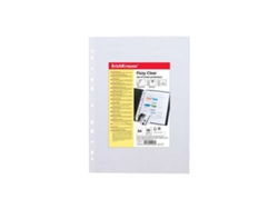 Paquete de 10 fundas transparentes con múltiples orificios, tamaño A4, 30 micras, 11 orificios, acabado rugoso, transparente, Erichkrause