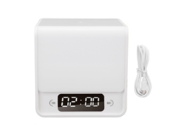 2026-luz Nocturna Led Cubo 2 En 1 Con Reloj Digital Recargable 3 Temperaturas De Color Ajustable