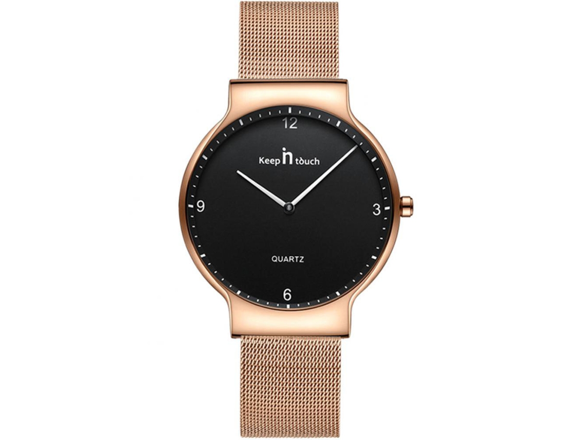 Reloj De Pareja De Aleación Con Dial Redondo Analógico De Cuarzo Para Mujer Oro Negro