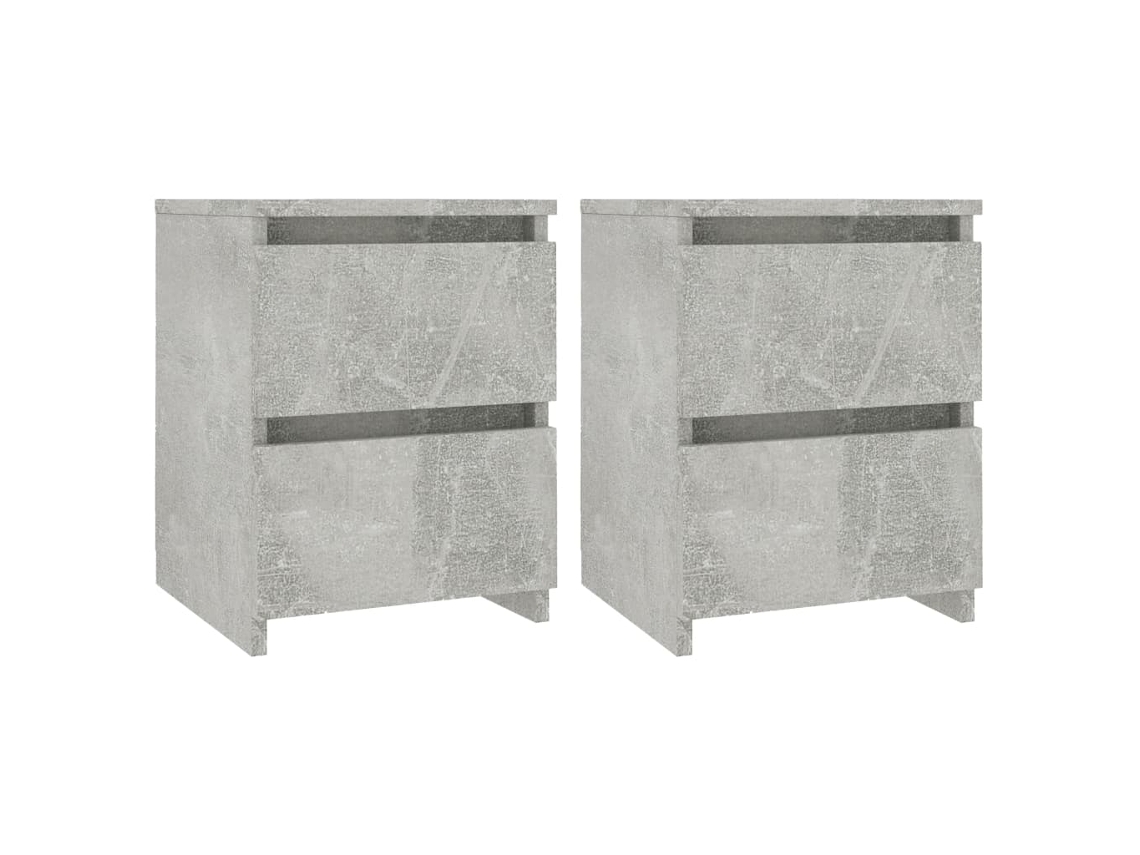 Mesitas de Noche LOVELY HOME Mesinha 2 Pcs 30X30X40 Cm Contrapl. Cinzento Cimento