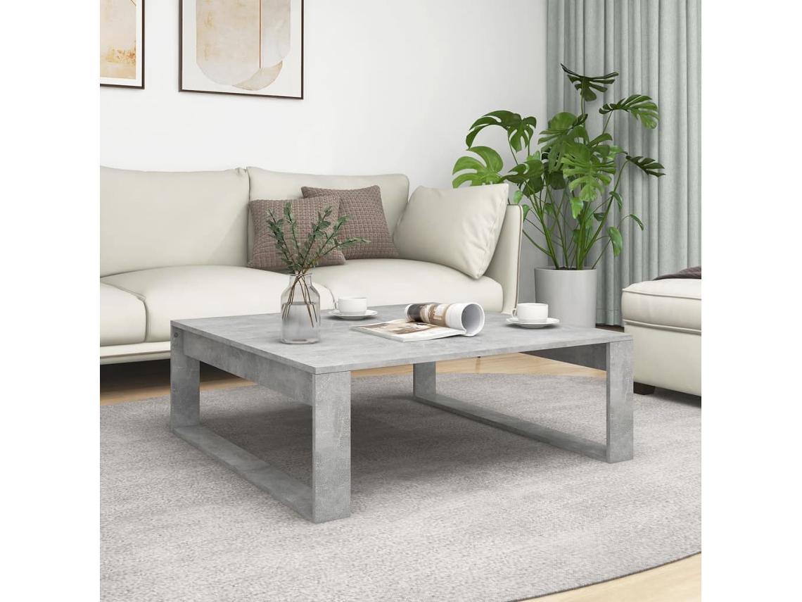 Mesa de Centro de Apoyo 100X100X35 cm Contrachapado Gris Cemento