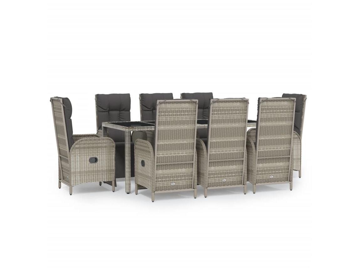 Maison Exclusive - Set Comedor Jardín 9 Pzas Y Cojines Ratán Sintético Gris