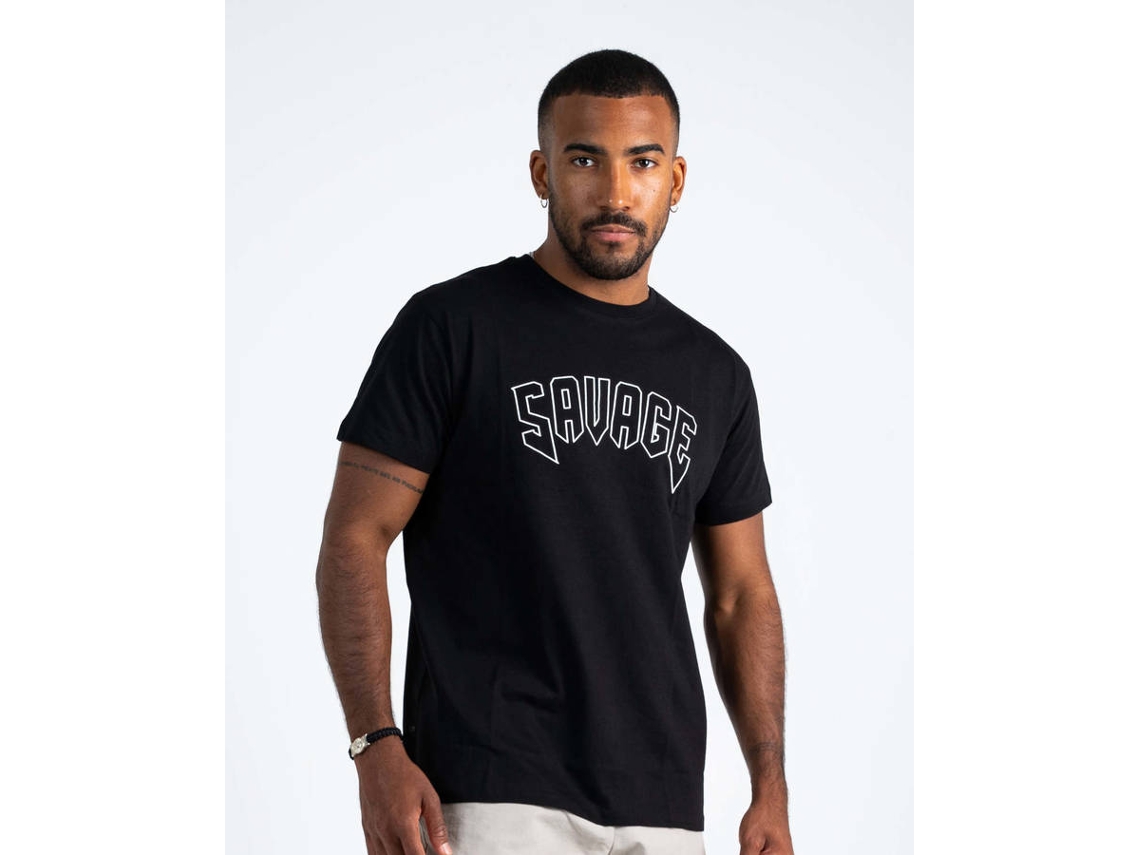 T-shirt Básica SAVAGE Crew Algodón Hombre (XS - Negro)
