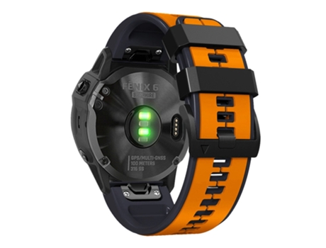 Correa de Silicona dos colores 22mm para Garmin Descent G1/Fenix 7/Fenix 6 Pro/Fenix 5 Plus - naranja/negro