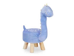 Relaxdays Taburete Infantil Dino, Funda De Felpa, Redondo, Asiento Para Habitación Infantil, Motivo Animal, Azul