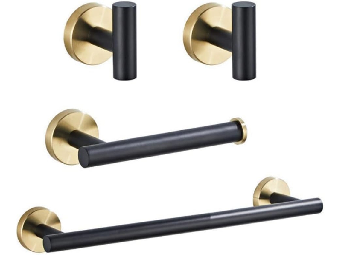 Soporte Para Papel Higiénico, Soporte Para Toallas, Dorado Y Negro, Barra Para Rollo De Papel Higiénico, Vestido