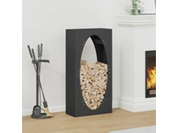 Leñero de acero laminado en frío negro de 50 x 23 x 100 cm LOVELY HOME