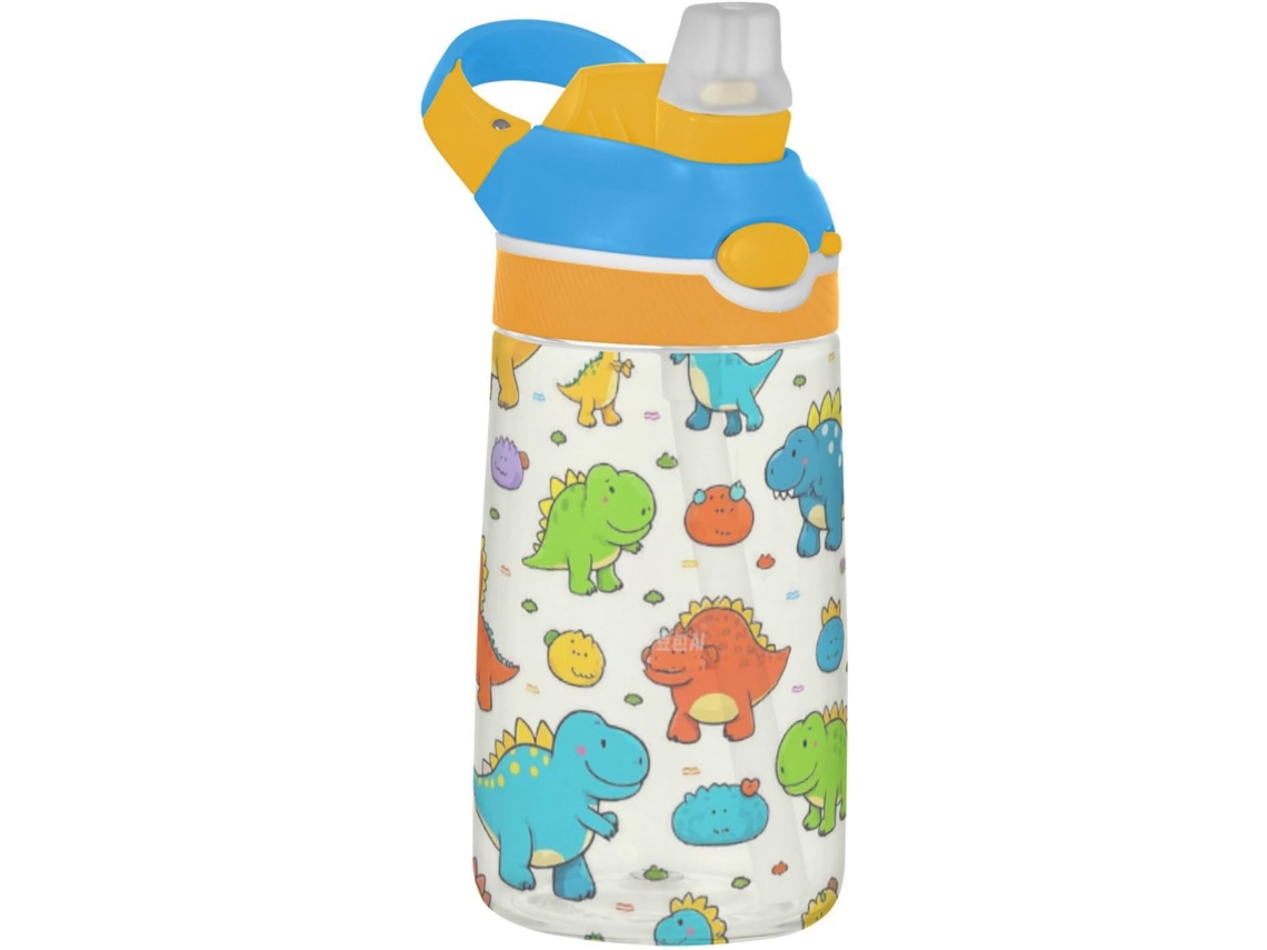 Botella de agua con forma de dinosaurio y pajita de silicona, ideal para ciclismo | Sin marca