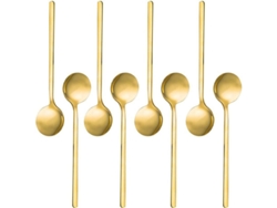 Juego De 8 Cucharillas De Café Espresso De Acero Inoxidable Con Baño De Oro, Minicucharas.