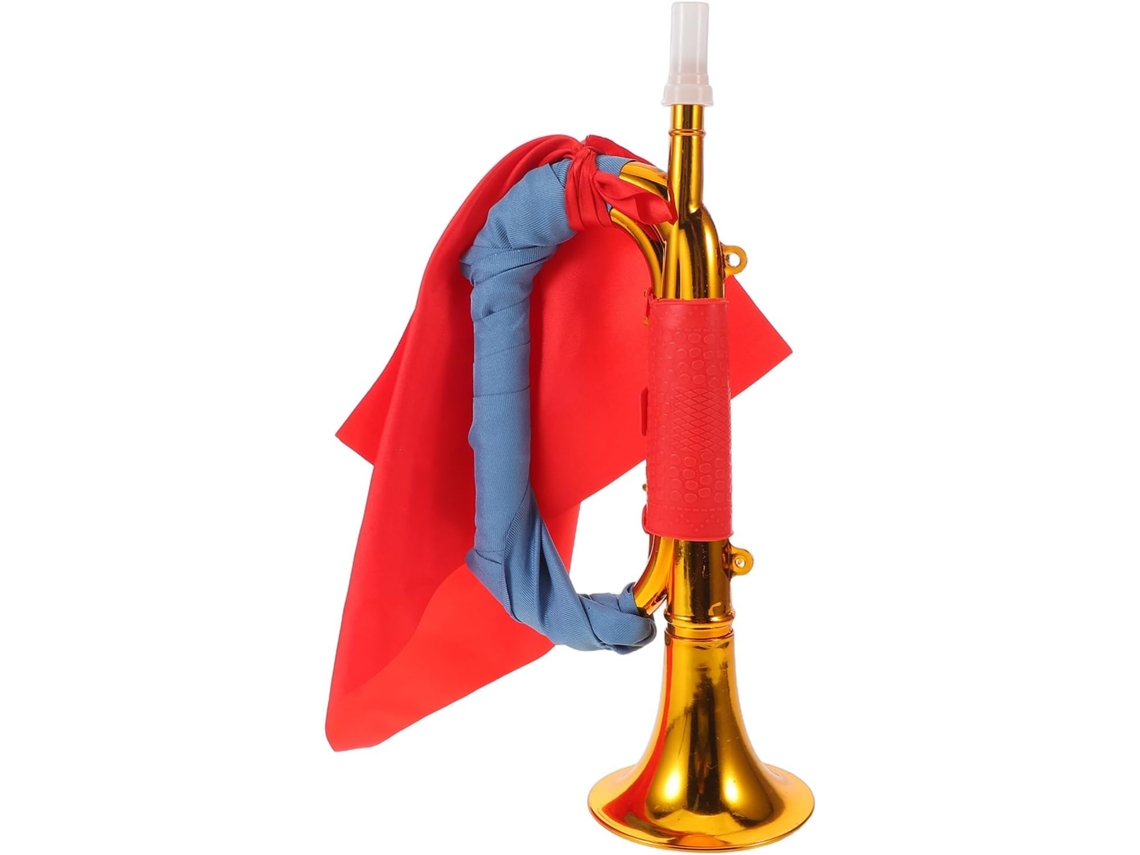 Trompeta Portátil De Plástico Dorado Con Cinta Para Eventos Deportivos Y Actuaciones Musicales.
