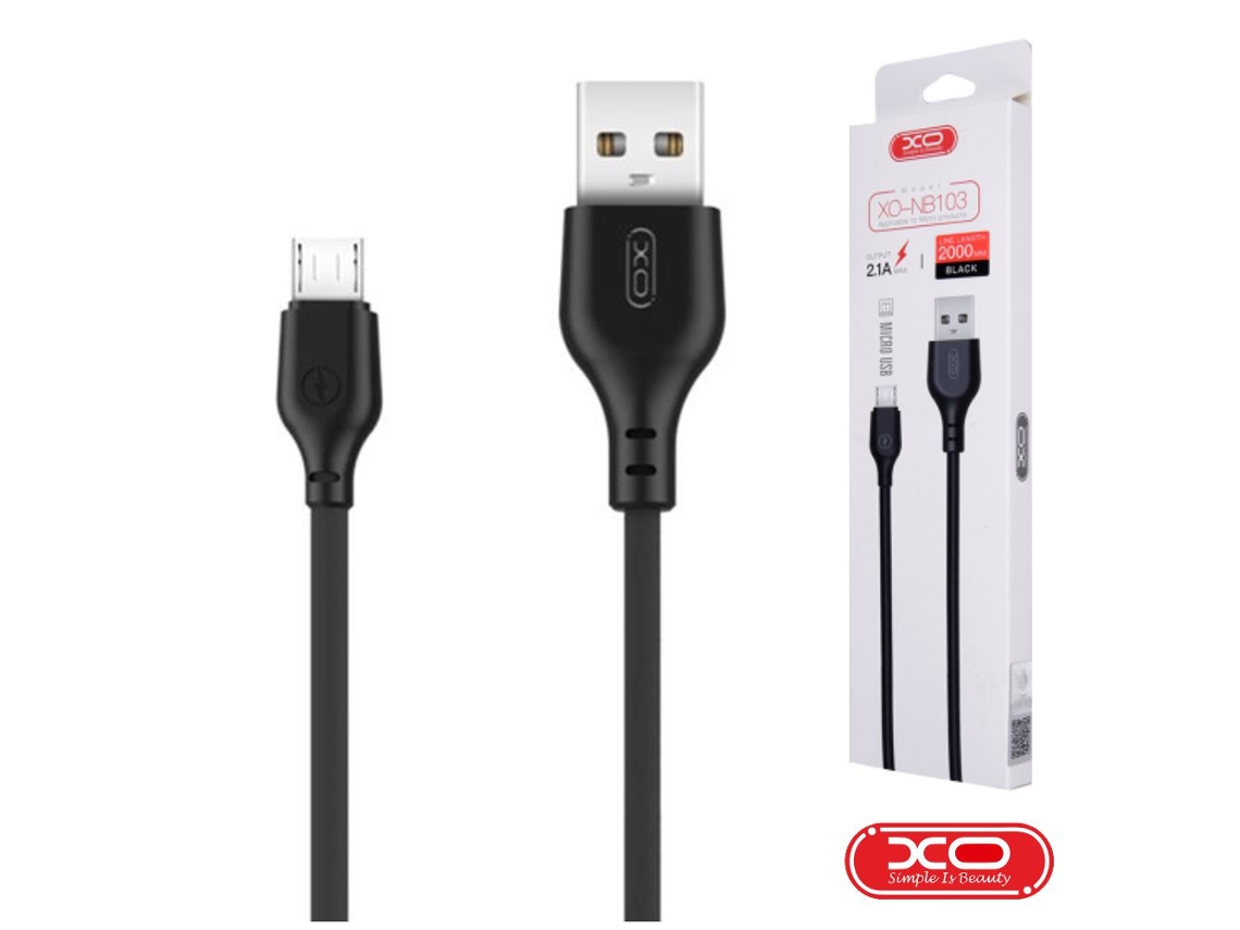 Cable USB-A XO 2,0 Macho / Micro Usb-B 2,1A 2M (Negro)