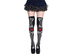 Medias Largas Negra Calavera Gótica Halloween Huesos Esqueleto Alta Rodilla Cosplay