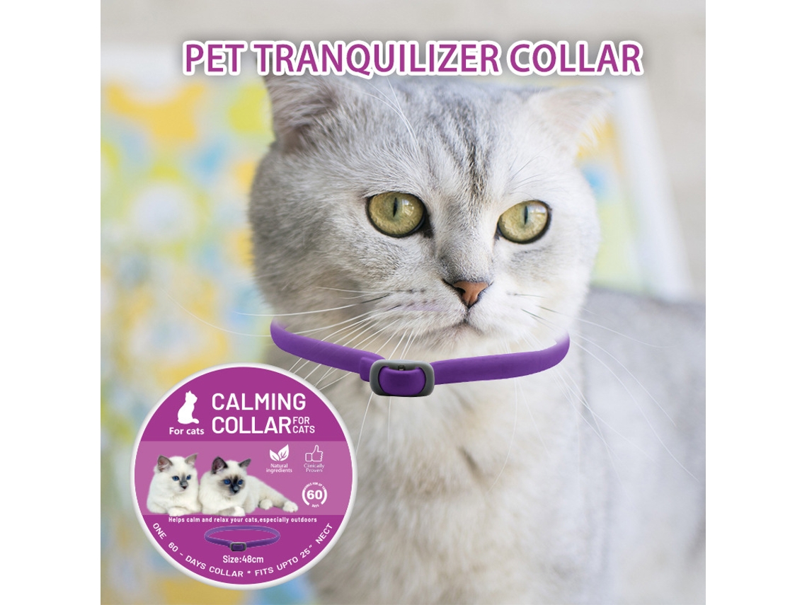 Collar calmante morado para gatos - 60 días de protección, 48 cm, ingredientes naturales, clínicamente probado UIMBER