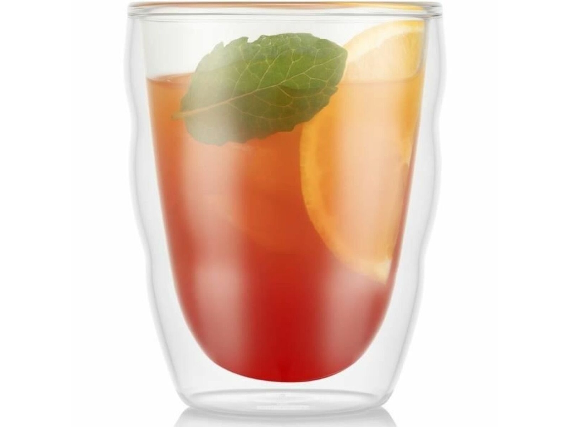 Juego de Vasos Bodum de 250 ml, Vidrio Borosilicato Transparente Liso, 2 Piezas (2 Unidades)