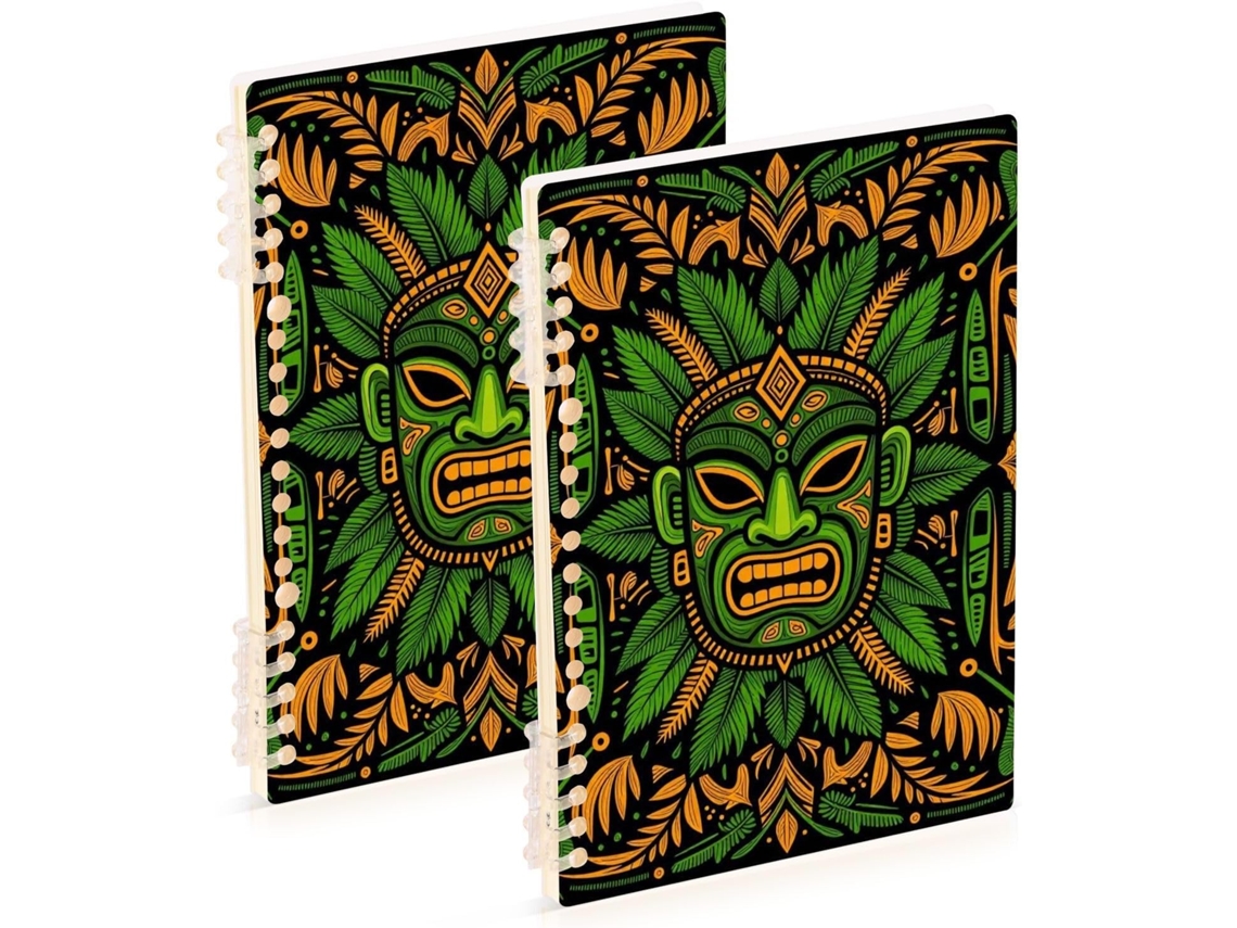 Besportble Juego De Máscara Tribal Tiki Y Hojas Tropicales Y Tareas 21,1 X 14,5 Cm Puedes Usar Este Cuadern...