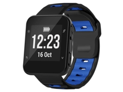 Bracelete Para Garmin Forerunner 35 / 30 / 35j - Silicone Bicolor - Encaixe Plano Preto + Azul Royal