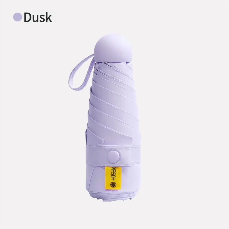 Paraguas Mini Cápsula (morado), Plegable De 5 Secciones, Con 6 Varillas, Protección Solar Upf50+, Protección Uv.
