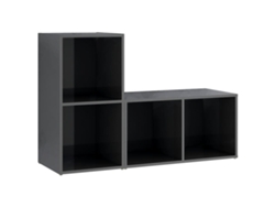 Conjunto de 2 soportes para TV, madera gris brillante, EXCLUSIVO DE LA CASA