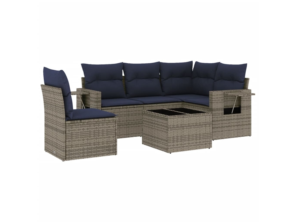 Maison Exclusive - Conjunto De Sofá De Jardín De 6 Piezas Con Cojines, Poliratán Gris