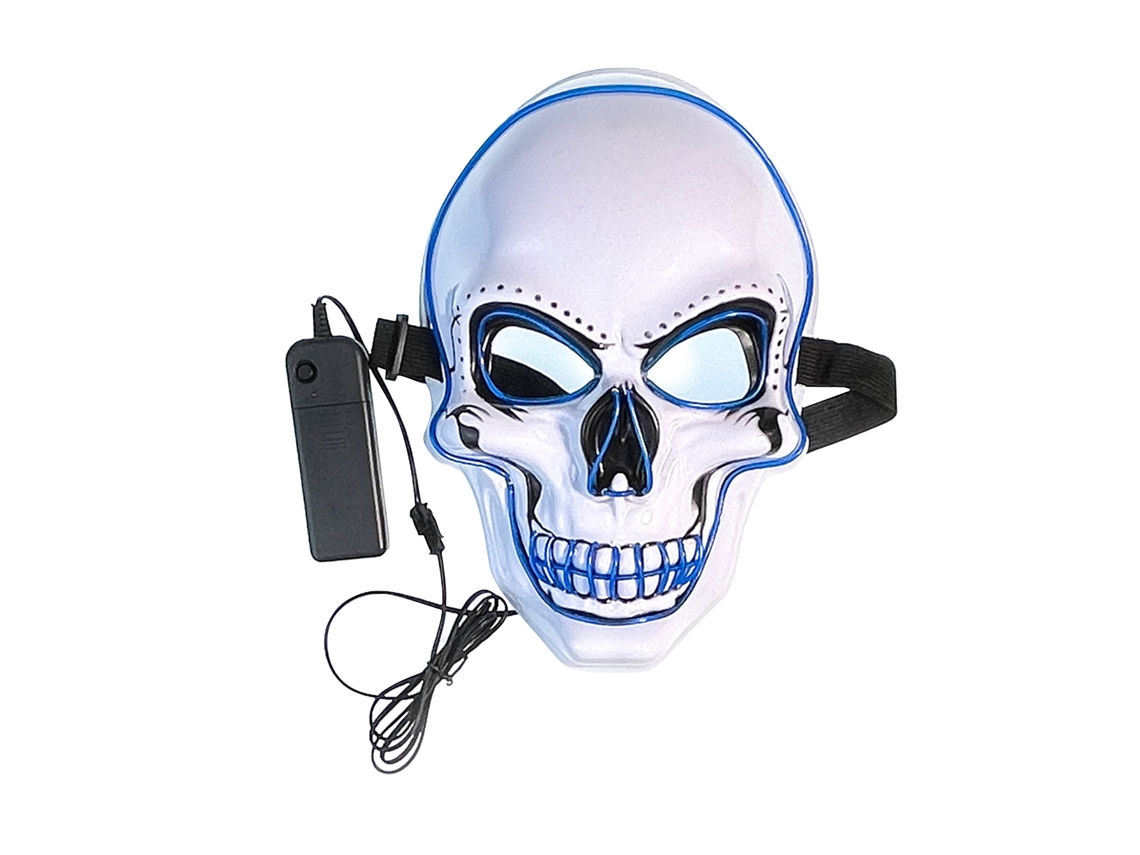 Máscara LED con forma de calavera y 3 modos de luz azul